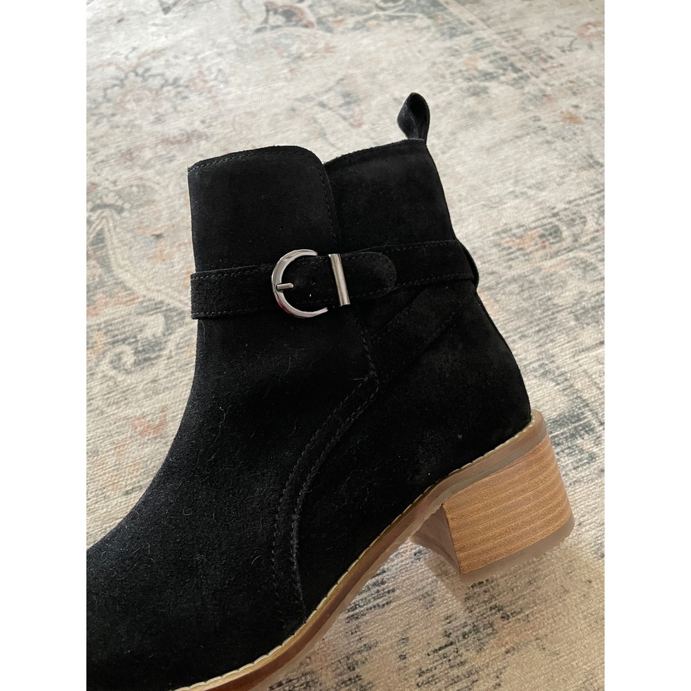 Vintage Foundry Co. Artemisia Ankle Boots Womens Black Suede Buckle Block Heel - Picture 5 of 14